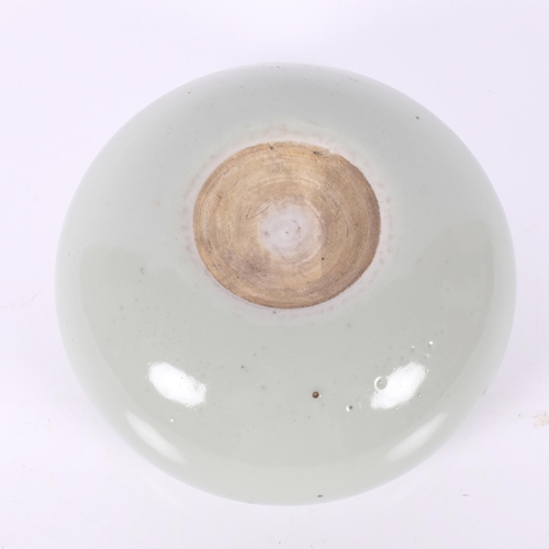 166 - A Chinese green celadon squat design bowl, diameter 19.5cm