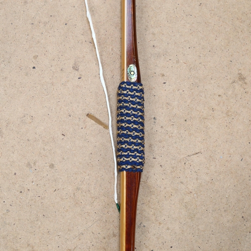 203 - WELSH ARCHERY SERVICE - a lemonwood and bamboo longbow, 44lb pull, 28