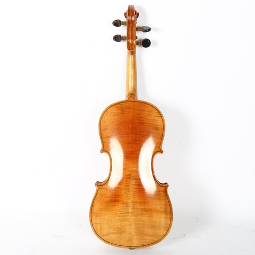 240 - A three-quarter-size wooden violin, violin back length 13