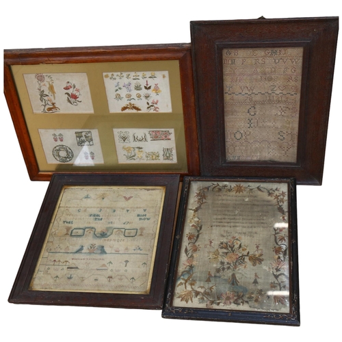 298 - A group of Antique samplers and silkworks, including 1 by Mary Shipp, dated December 21 1785, and a ... 