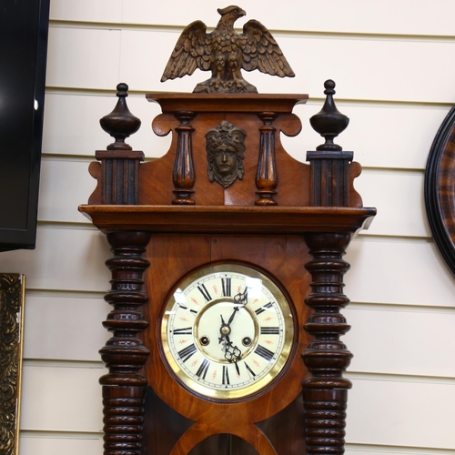 313 - A Victorian wall-mounted Vienna regulator clock, 8-day movement, ornate Black Forest style eagle mou... 