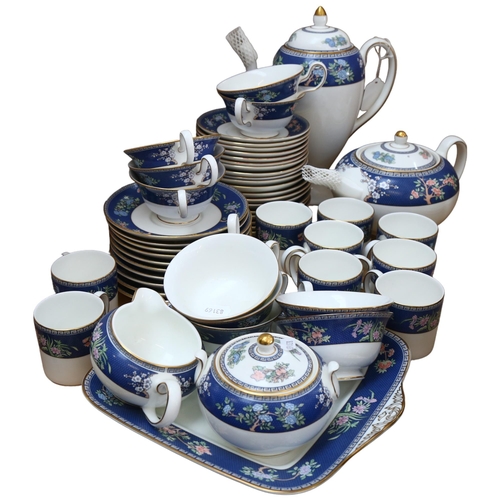 340 - Wedgwood Bone China Blue Siam pattern tea service, including teapot, and matching coffee service, in... 