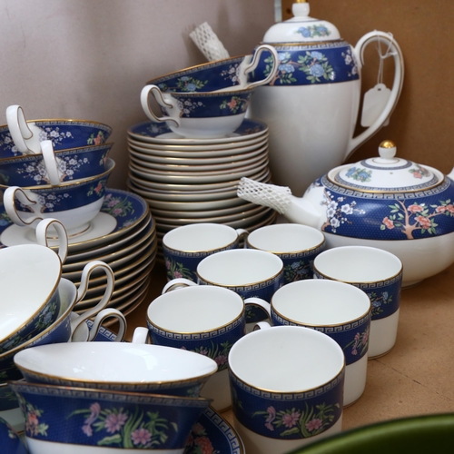 340 - Wedgwood Bone China Blue Siam pattern tea service, including teapot, and matching coffee service, in... 