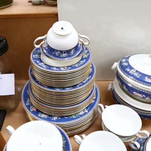 341 - Wedgwood Blue Siam extensive dinner service, including 2 vegetable tureens and covers, sauce boat on... 