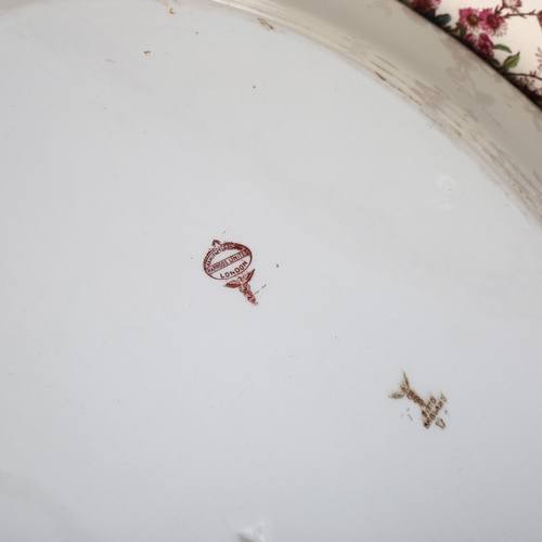 343 - 3 meat plates, including a Victorian Davenport blue and white plate with town scene, 46cm