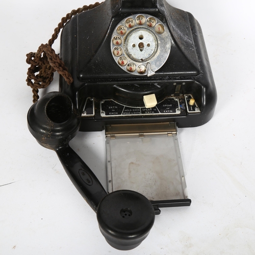 388 - Vintage black Bakelite dial telephone with drawer under, rewired