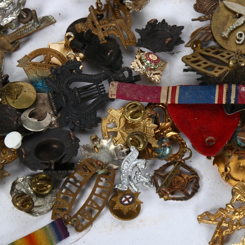 485 - A large collection of various military and other buttons, badges, ribbons etc