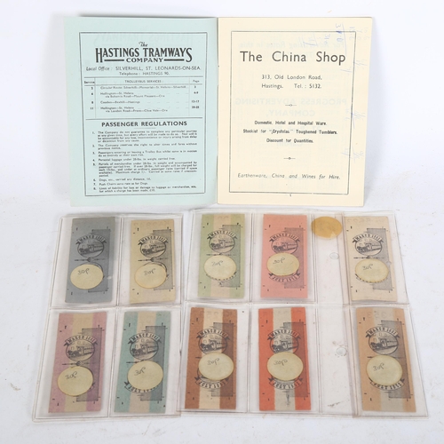 497 - A small collection of Vintage tram tickets, circa 1952, and a Hastings Tramways Company Timetable fo... 