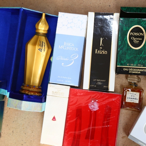 578 - A quantity of used and unused fragrances including cased Egyptian Oud, Givenchy, Moschino, Kenzo, Un... 