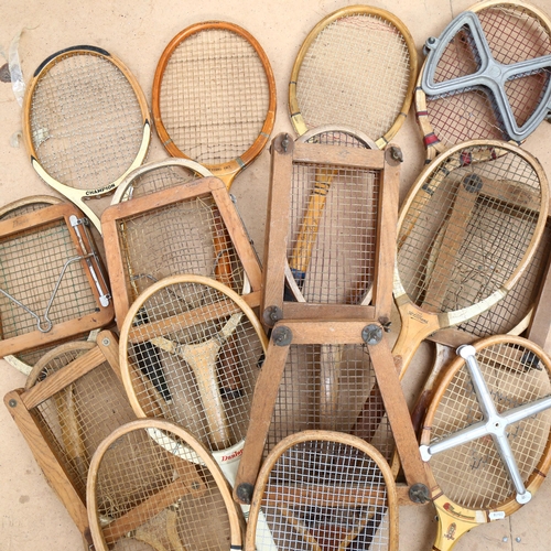 684 - Various Vintage tennis rackets and presses, including Dunlop