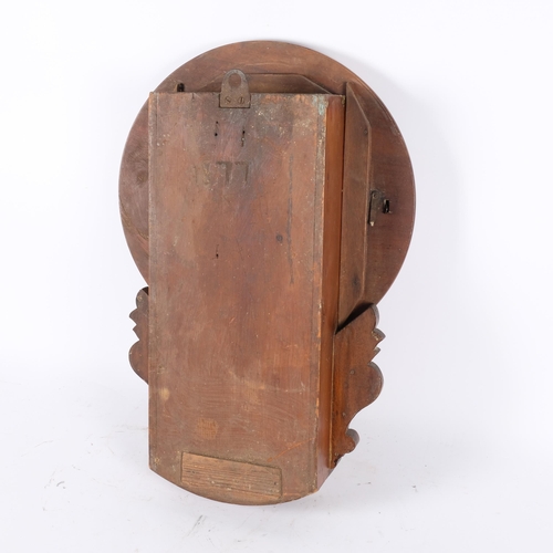 71 - A 19th century walnut-cased drop-dial wall clock, L54cm, not seen working