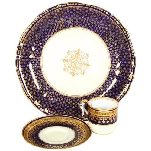 731 - A Copeland Spode cobalt blue and gold gilt cabinet cup and saucer, and a Wedgwood cobalt blue and go... 