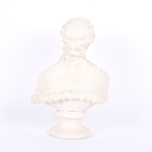 8 - A Parian Ware female bust on socle stand, H29cm, unsigned