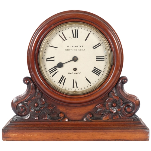 84 - H J Carter, Hackney, a 19th century mahogany-cased mantel clock, with single fusee movement, complet... 