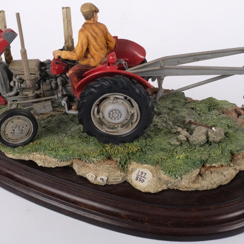 923 - Country Artists sculpture, depicting a tractor driver with Collie and sheep, 