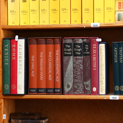 1008 - A shelf of Folio Society books, titles to include The King's War, The Hellenistic Age, Holy Grail et... 