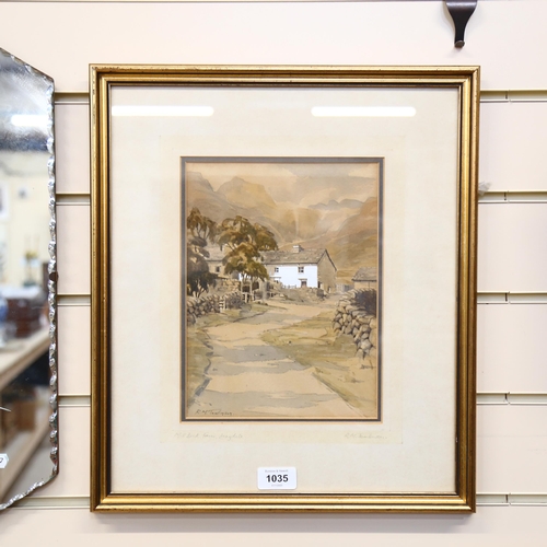 1035 - R Martin Tomlimson, watercolour, study of Millbeck Farm Longdale, 44cm x 38cm overall, framed