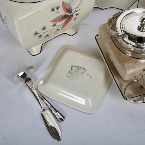 838 - 1950s Sandland Ware biscuit jar, cake plate etc, and similar Duchess china plates, etc