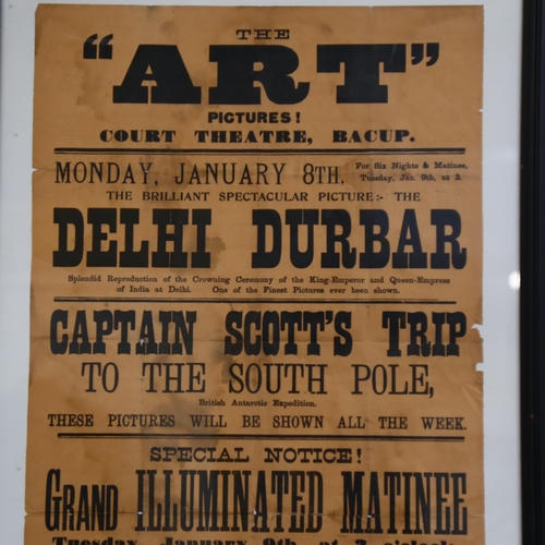 850 - An Antique theatre poster, for the Court Theatre Bacup, printed by M. Holt, of Borough Printing Work... 