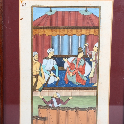 880 - 2 framed Indian paintings, 1 depicting ladies beneath a window, 24cm x 19cm