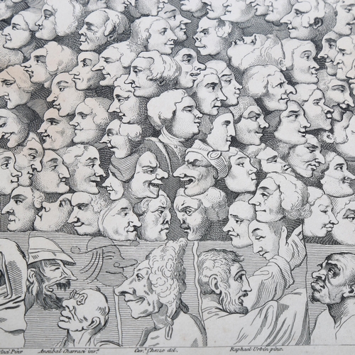 884 - An Antique printed study of caricatures and characters, 23cm x 22cm