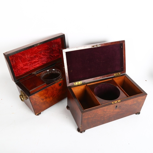 893 - 2 x 19th century tea caddies, 1 with fitted interior, including cut-glass bowl and lion mask ring ha... 