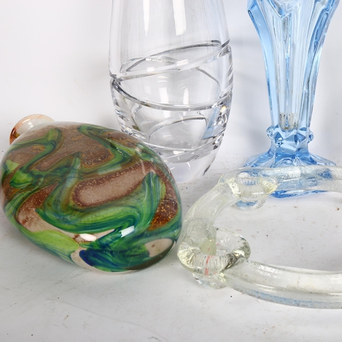 907 - A Mdina glass vase, 23cm, a tall Doulton vase, a candle holder etc