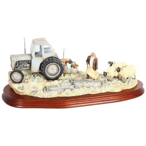 918 - Border Fine Arts limited edition sculpture of a man with Ferguson tractor and sheep, 