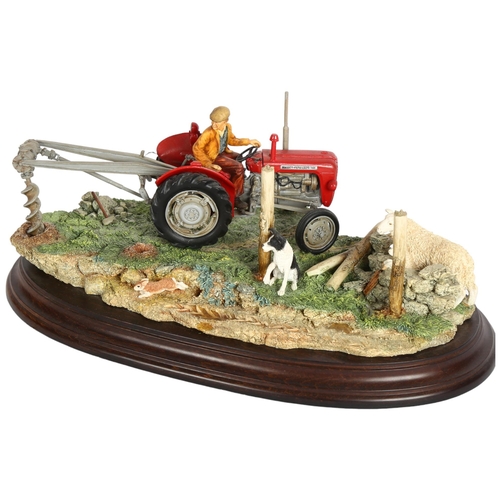 923 - Country Artists sculpture, depicting a tractor driver with Collie and sheep, 