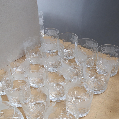 939 - A suite of Royal Brierley English crystal-cut glass Brandy and Whisky tumblers, largest height 13cm ... 