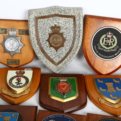 952 - HASTINGS POLICE FORCE INTEREST - A group of wooden plaques, all associated with various police force... 