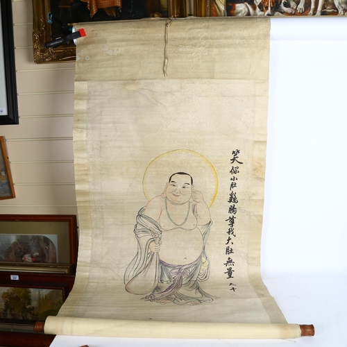 961 - In the manner of Chang Dai-Chien (1899 - 1983), painted scroll portrait, signed and studio stamp, L1... 