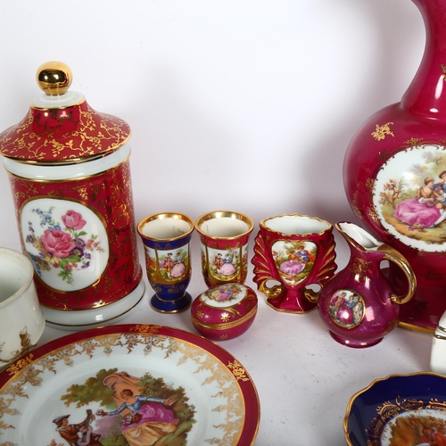 991 - A shelf of various Limoges ornaments, including various jugs, heart-shaped trinket boxes, etc