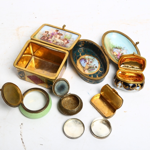 1062 - A collection of porcelain enamelled and gilt-metal trinket boxes (7)