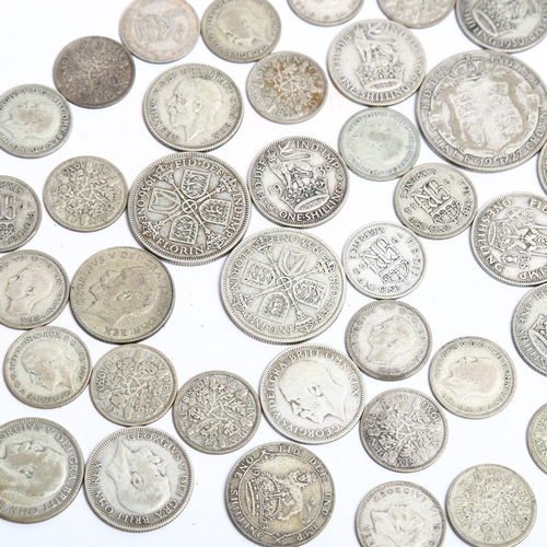 1107 - A group of 55 half silver coins, dated 1920 - 1946, 8.96oz in weight