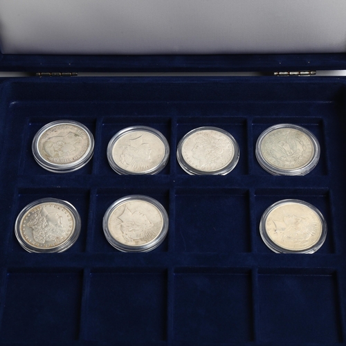 1112 - A group of 5 silver US one dollar coins, dated from the late 19th/early 20th century , and a five pe... 