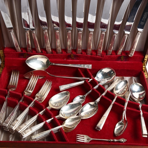 1204 - A canteen of Pedigree silver plated cutlery for 6 people (56 pieces), retailed by T Turner & Company... 