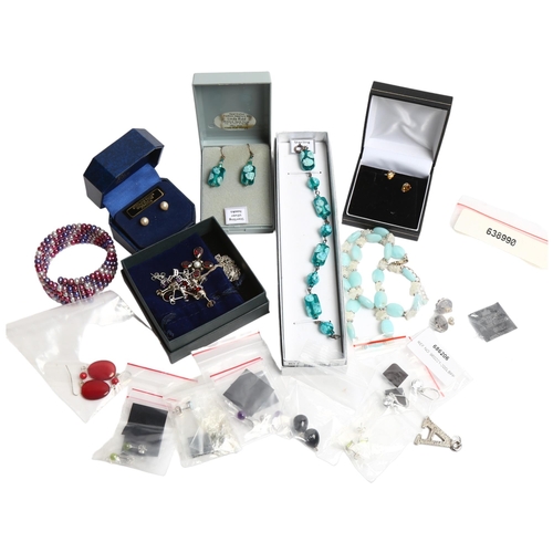 1235 - Various modern silver earrings, glass and stone set jewellery etc