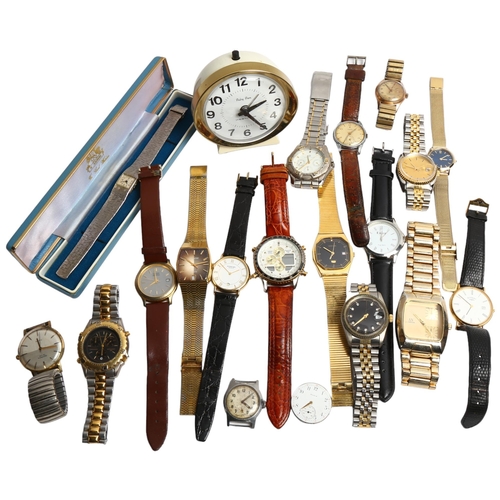 1239 - A box of various quartz and other wristwatches, including Citizen Eco-Drive, an Accurist chronograph... 