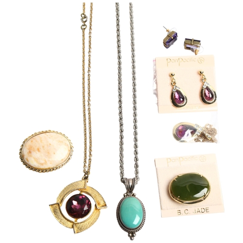 1288 - A group of various costume jewellery, to include a suite of amethyst jewellery, including a pair of ... 