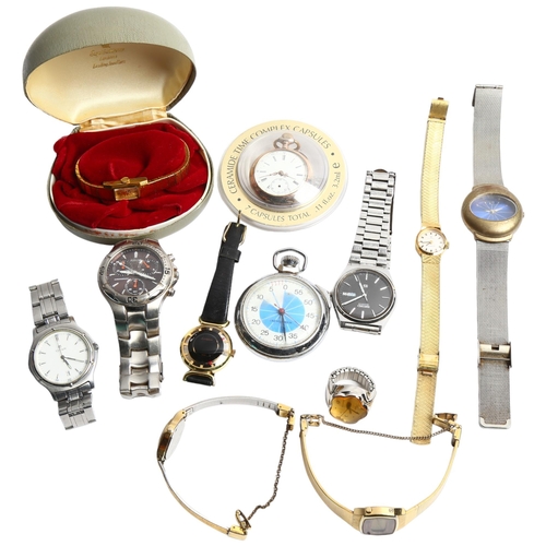 1291 - Various wristwatches, and stop watch, including Accurist, Titan and Seiko etc