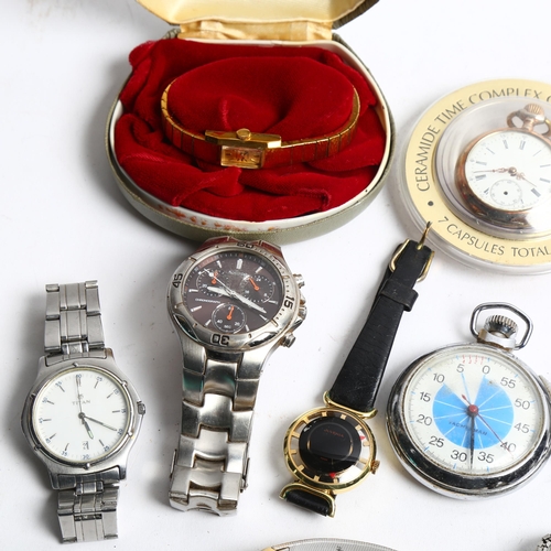 1291 - Various wristwatches, and stop watch, including Accurist, Titan and Seiko etc