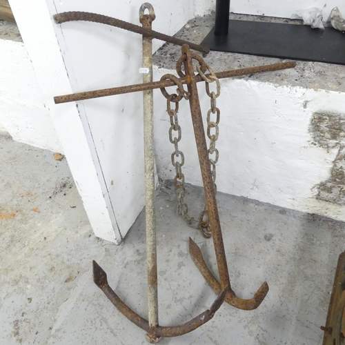 2660 - Two galvanised metal fisherman's anchors. Largest 43x90cm.