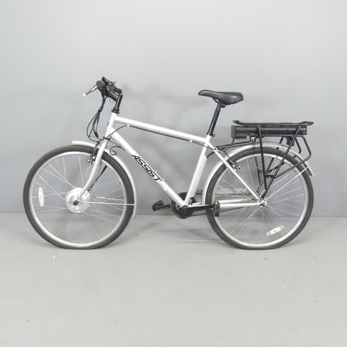 2677 - An Assist men's single speed electric bicycle, with charger and key. Current RRP £649.