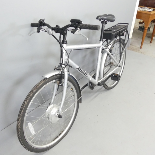 2677 - An Assist men's single speed electric bicycle, with charger and key. Current RRP £649.