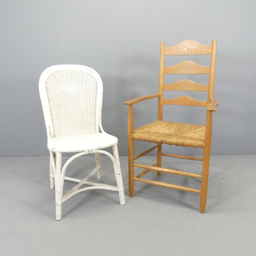 2689 - A mid-century Ernest Gimson design Cotswold school ladderback armchair by Paul M Spriggs, with maker... 