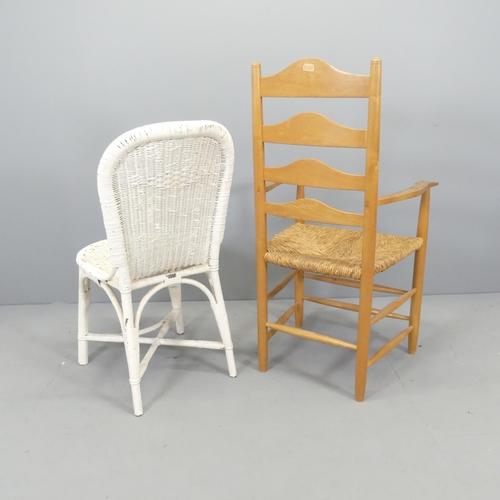 2689 - A mid-century Ernest Gimson design Cotswold school ladderback armchair by Paul M Spriggs, with maker... 