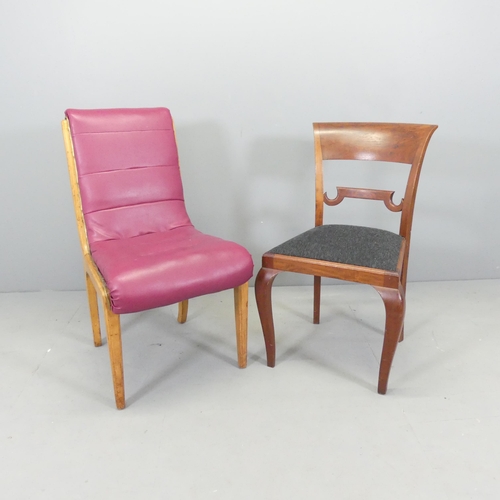 2690 - A Hille 1930s Art Deco side chair in satin birch with burr wood veneer back and later leather uphols... 