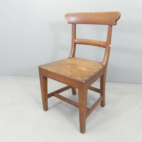 2693 - A 19th century oak side chair, with panelled seat and bent top rail.