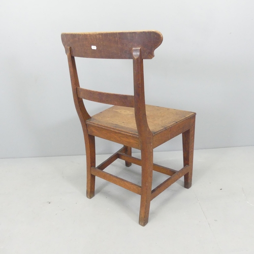 2693 - A 19th century oak side chair, with panelled seat and bent top rail.